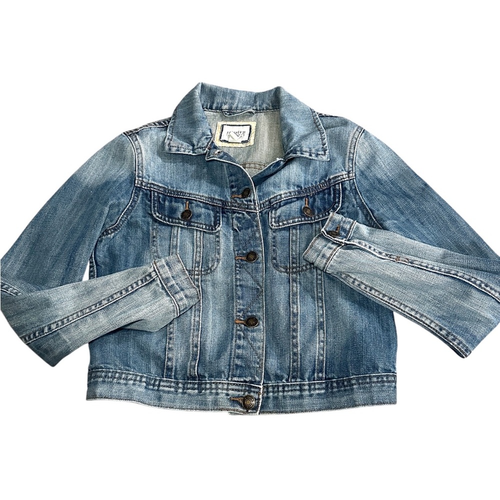 Women Junior Forever 21 Crop Denim Jean Jacket size Medium
